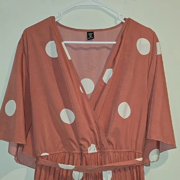 SHEIN Pink and White Wrap Tie Front Maxi Dress - Picture 3 of 8